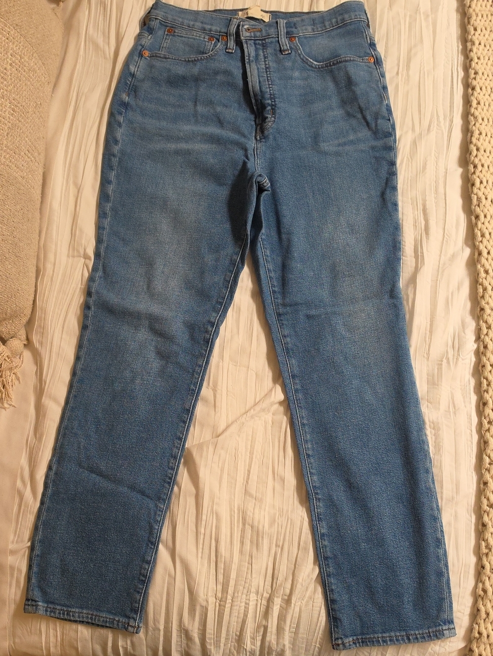Madewell Straight Leg Jeans in Medium Blue Denim